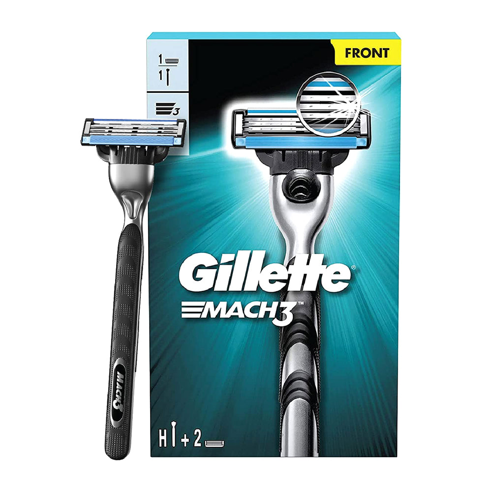 Gillette Mach 3 Shaving Razor Handle and 2 Cartridge 1Ea